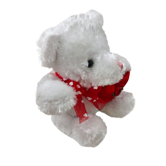 Vintage Dan Dee Plush White Red Valentine Teddy Bear Stuffed Animal Toy Heart - Picture 10 of 10